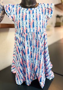 Lobster Lattice Twirl Dress
