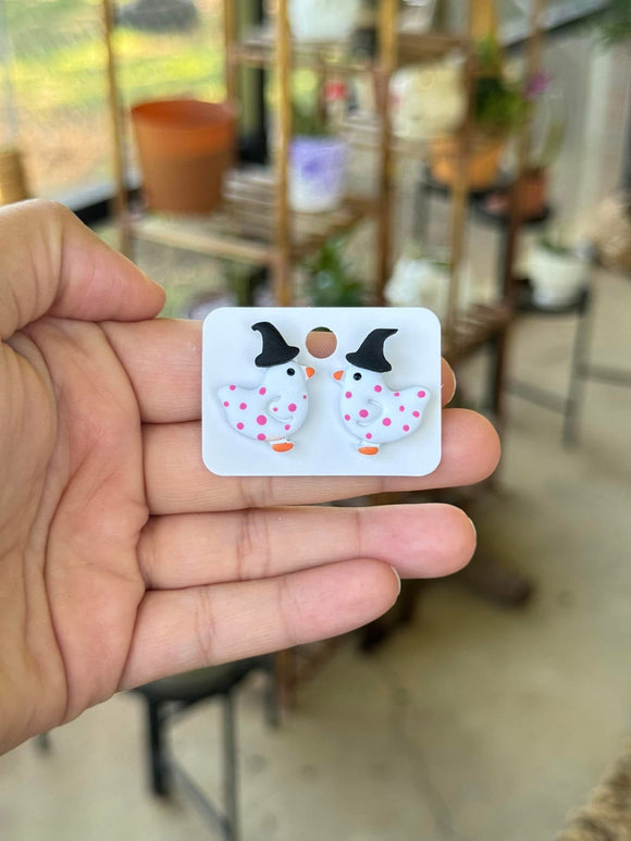 White Chicken Clay Earrings (ETA 3 WEEKS)