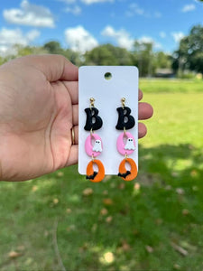 Boo Multi Color Dangle Clay Earrings (ETA 3 WEEKS)