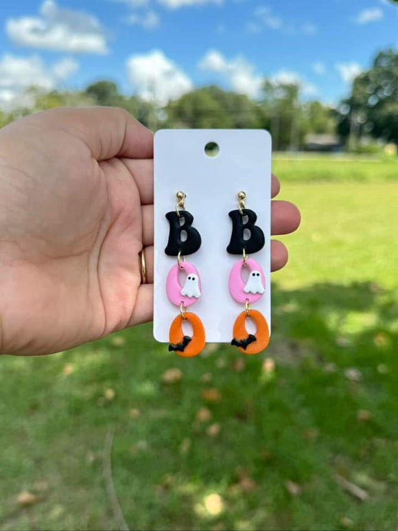 Boo Multi Color Dangle Clay Earrings (ETA 3 WEEKS)