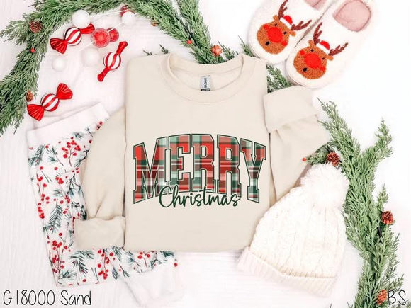 Plaid Merry Christmas  Sweatshirt (ETA 5 Weeks)