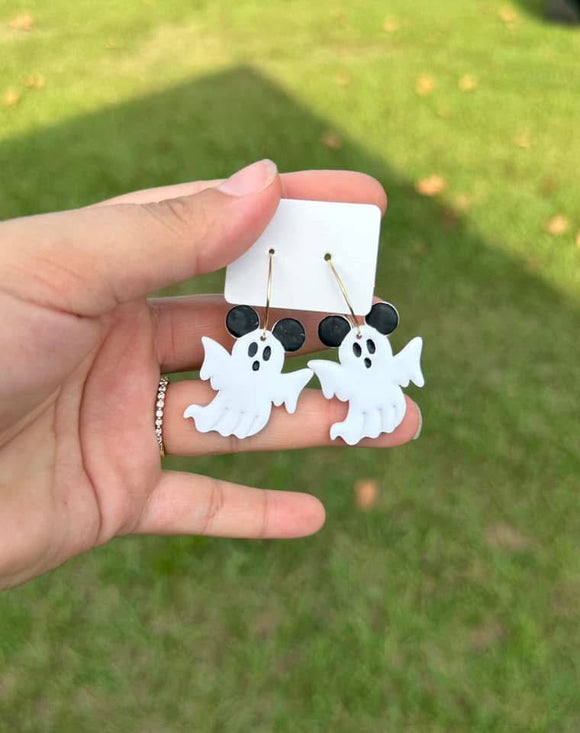 Mouse Ghost Dangle Clay Earrings (ETA 3 WEEKS)