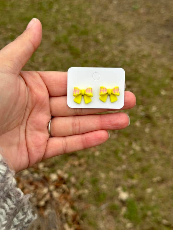 Softball Bow Stud Clay Earrings (ETA 3 WEEKS)