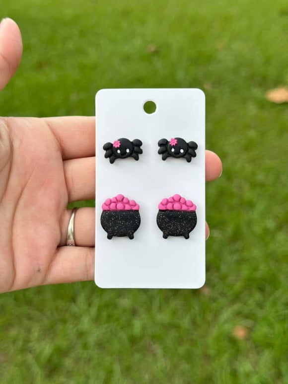 Spider & Cauldron Clay Earrings (ETA 3 WEEKS)