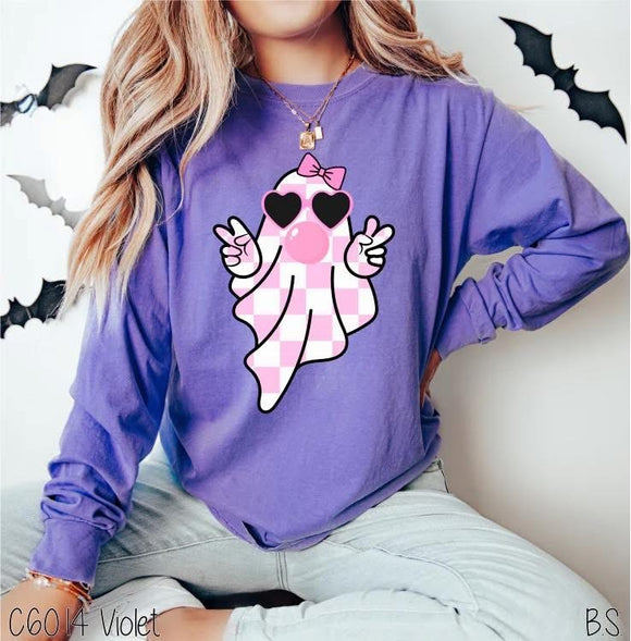 Pink Checkered Preppy Ghost Long or Short Sleeve (ETA 6 Weeks)